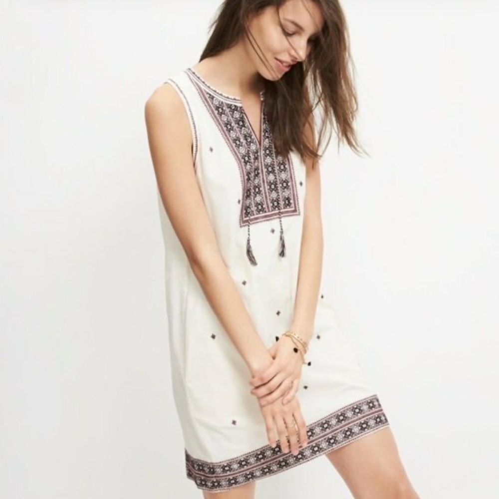 Madewell Dress Embroidered Suncoast 2 Bright Ivory